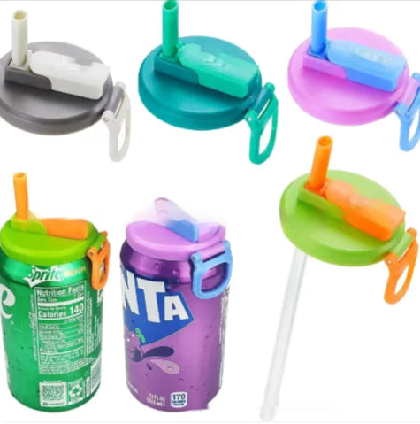 Soda Can Lid with Straw – Reusable Spill-Proof Drink Top