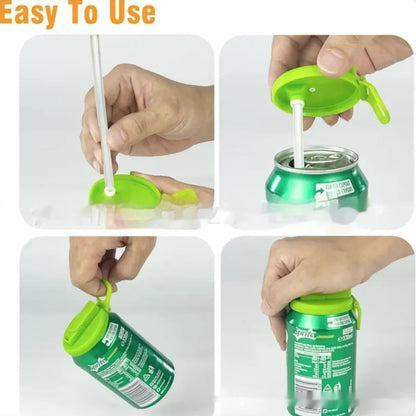 Spill-Proof Soda Can Lid with Straw – Reusable Drink Top